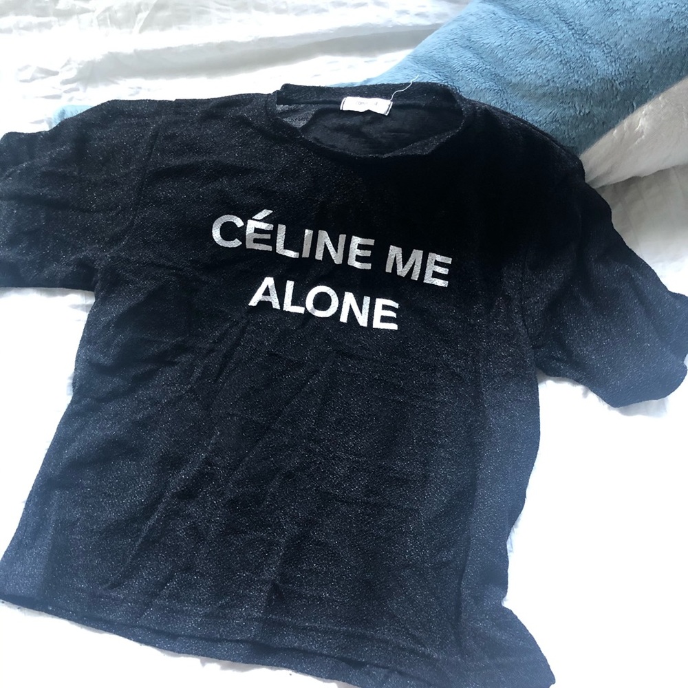 CELINE Me Alone T-shirt Size S/M Black Sparkling